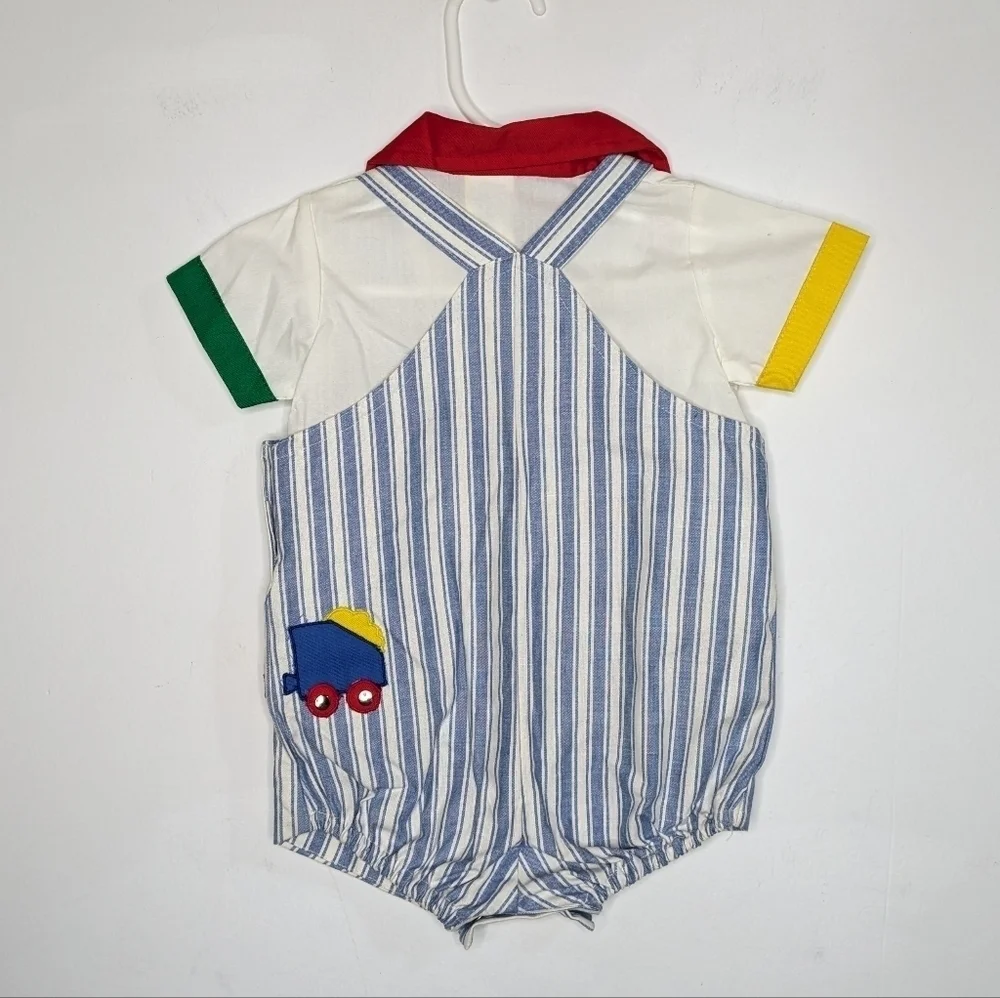 Vintage blue white red engineer 3 piece set 3-6mo